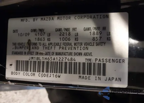 2010 Mazda Mazda3 S Sport from USA, damaged, VIN JM1BL1H65A1227484